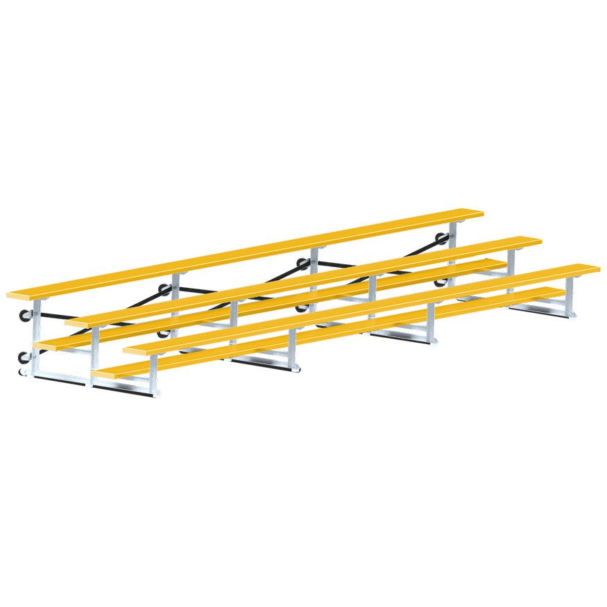 Jaypro Sports Bleacher - 3 Row - Tip & Roll, Single Foot Plank, Powder Coated - 21' L (BLCH - 321TRGPC) - SchoolOutlet