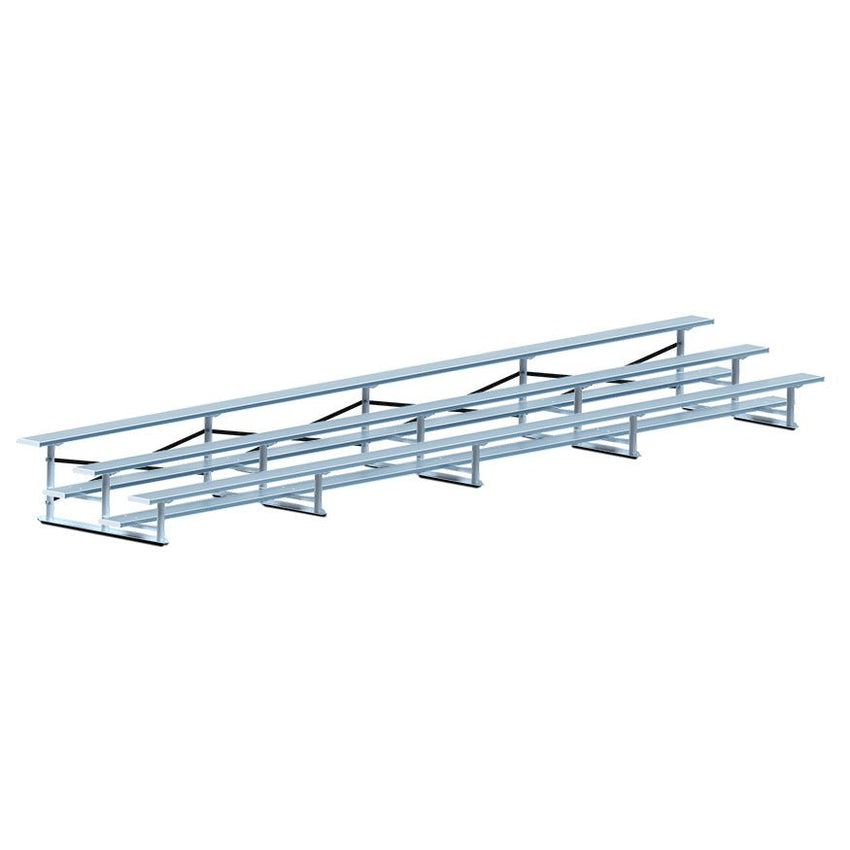 Jaypro Sports Bleacher - 3 Row - Single Foot Plank, Aluminum & Steel Bleachers - 27' L (BLCH - 327) - SchoolOutlet