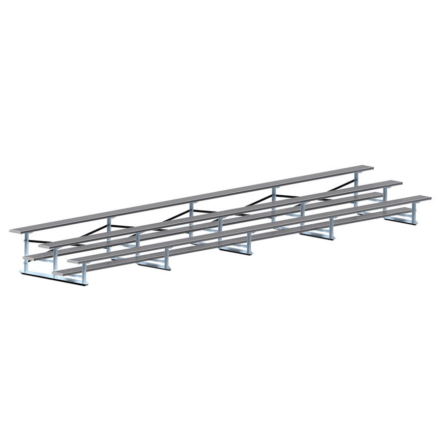 Jaypro Sports Bleacher - 3 Row - Single Foot Plank, All Aluminum Bleachers, Powder Coated - 27' L (BLCH - 327ALPC) - SchoolOutlet