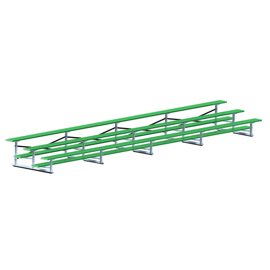 Jaypro Sports Bleacher - 3 Row - Single Foot Plank, All Aluminum Bleachers, Powder Coated - 27' L (BLCH - 327ALPC) - SchoolOutlet