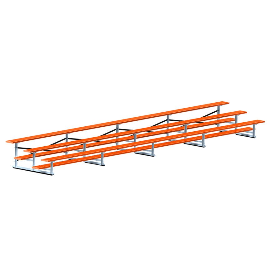 Jaypro Sports Bleacher - 3 Row - Single Foot Plank, All Aluminum Bleachers, Powder Coated - 27' L (BLCH - 327ALPC) - SchoolOutlet
