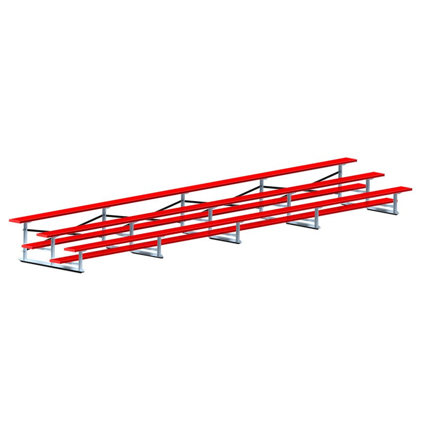 Jaypro Sports Bleacher - 3 Row - Single Foot Plank, All Aluminum Bleachers, Powder Coated - 27' L (BLCH - 327ALPC) - SchoolOutlet