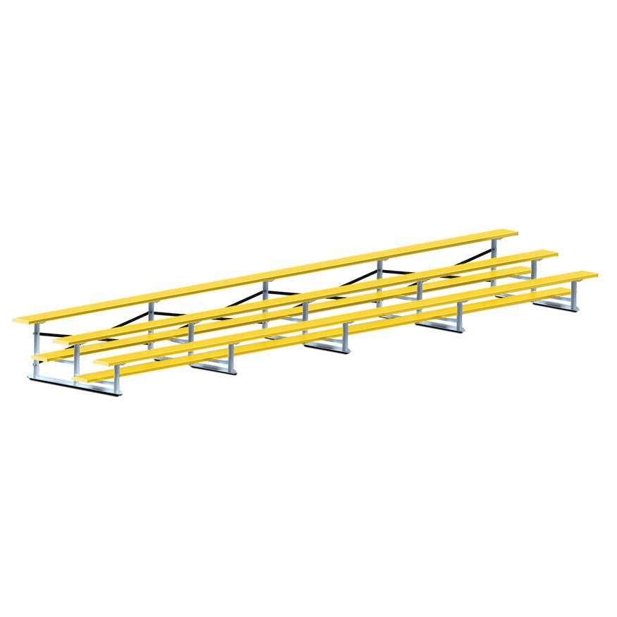 Jaypro Sports Bleacher - 3 Row - Single Foot Plank, All Aluminum Bleachers, Powder Coated - 27' L (BLCH - 327ALPC) - SchoolOutlet