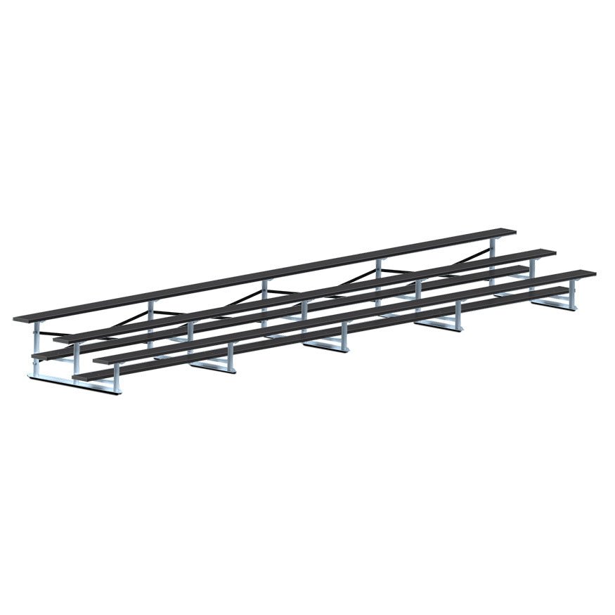 Jaypro Sports Bleacher - 3 Row - Single Foot Plank, Aluminum & Steel Bleachers, Powder Coated - 27' L (BLCH - 327PC) - SchoolOutlet