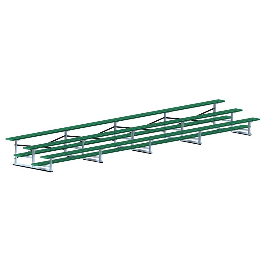 Jaypro Sports Bleacher - 3 Row - Single Foot Plank, Aluminum & Steel Bleachers, Powder Coated - 27' L (BLCH - 327PC) - SchoolOutlet