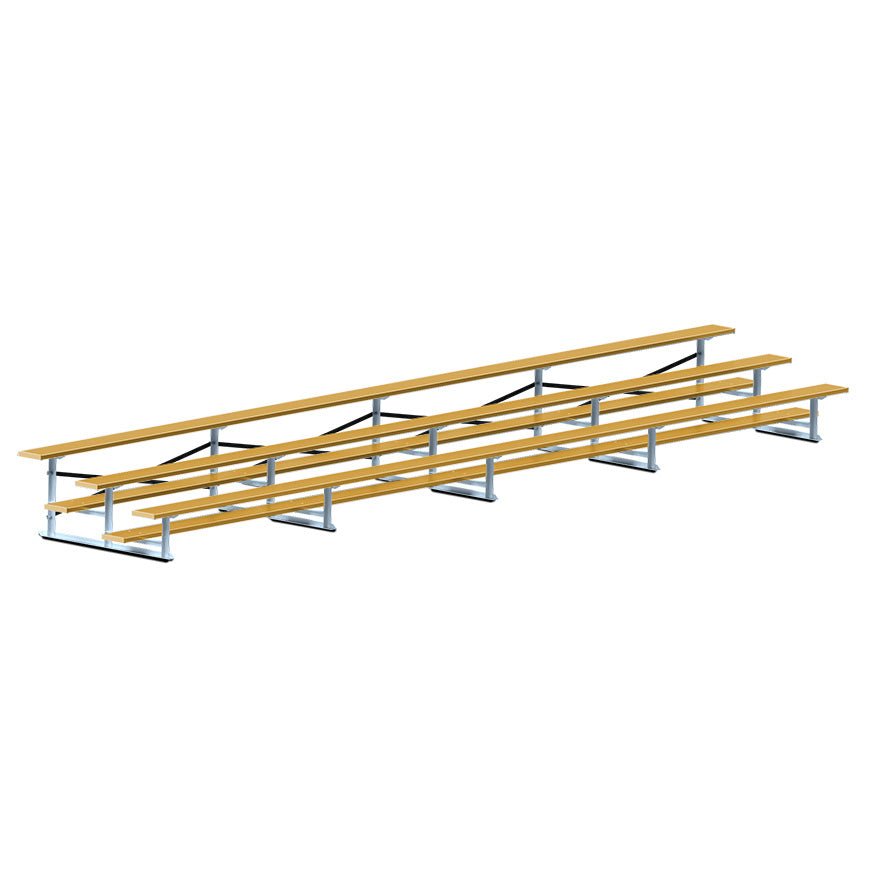 Jaypro Sports Bleacher - 3 Row - Single Foot Plank, Aluminum & Steel Bleachers, Powder Coated - 27' L (BLCH - 327PC) - SchoolOutlet