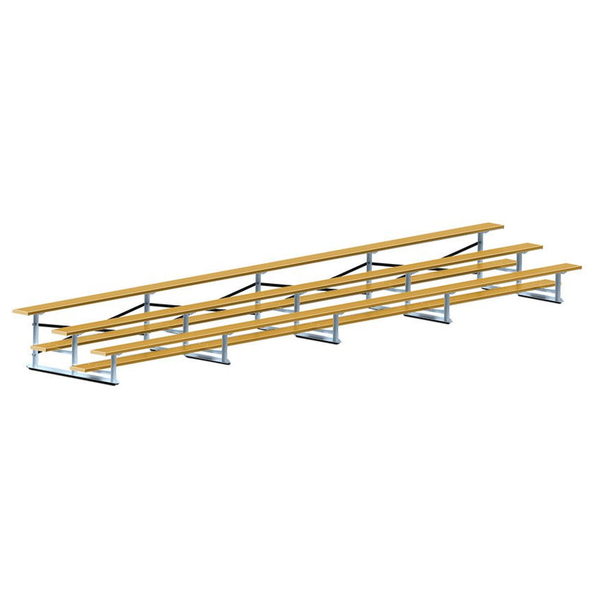 Jaypro Sports Bleacher - 3 Row - Single Foot Plank, Aluminum & Steel Bleachers, Powder Coated - 27' L (BLCH - 327PC) - SchoolOutlet