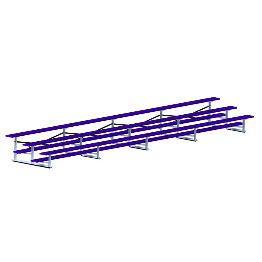 Jaypro Sports Bleacher - 3 Row - Single Foot Plank, Aluminum & Steel Bleachers, Powder Coated - 27' L (BLCH - 327PC) - SchoolOutlet