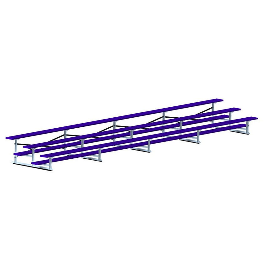 Jaypro Sports Bleacher - 3 Row - Single Foot Plank, Aluminum & Steel Bleachers, Powder Coated - 27' L (BLCH - 327PC) - SchoolOutlet