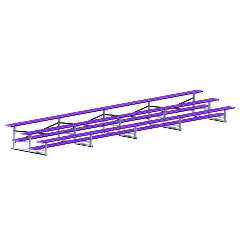 Jaypro Sports Bleacher - 3 Row - Single Foot Plank, Aluminum & Steel Bleachers, Powder Coated - 27' L (BLCH - 327PC) - SchoolOutlet