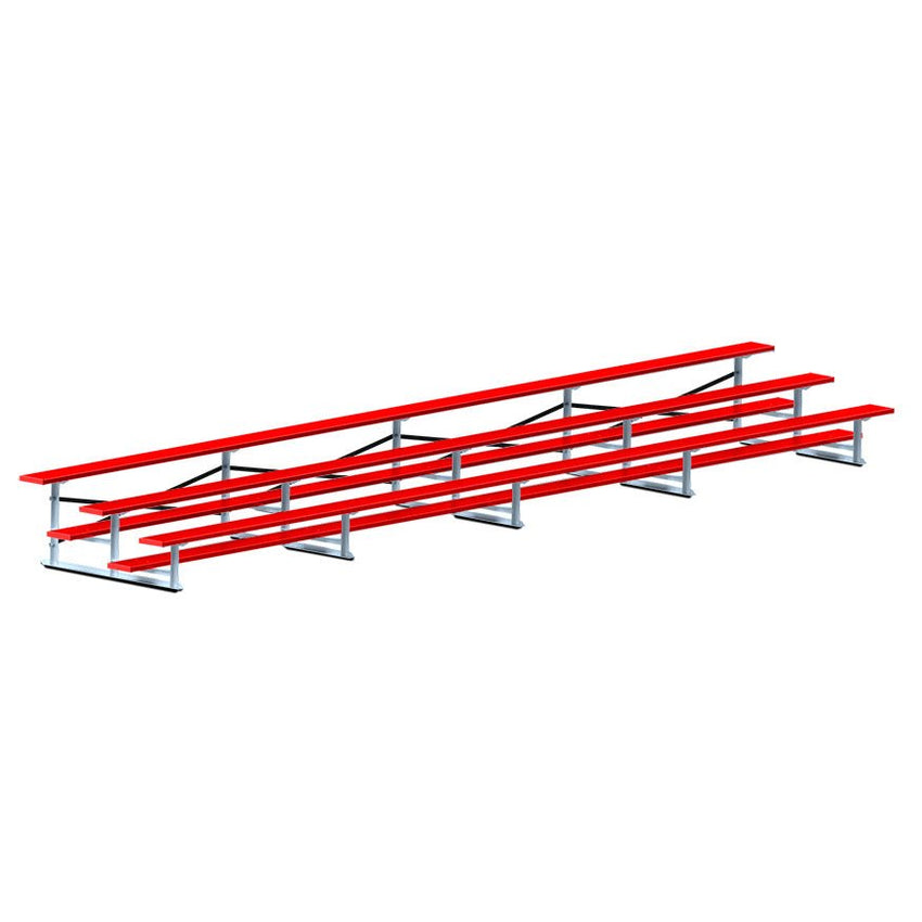 Jaypro Sports Bleacher - 3 Row - Single Foot Plank, Aluminum & Steel Bleachers, Powder Coated - 27' L (BLCH - 327PC) - SchoolOutlet