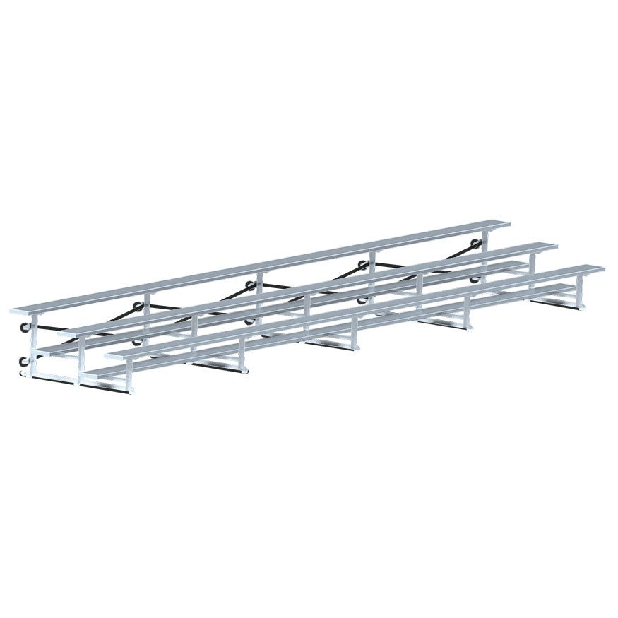 Jaypro Sports Bleacher - 3 Row - Tip & Roll, Single Foot Plank - 27' L (BLCH - 327TRG) - SchoolOutlet