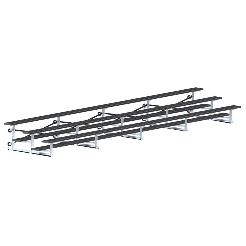 Jaypro Sports Bleacher - 3 Row - Tip & Roll, Single Foot Plank, Powder Coated - 27' L (BLCH - 327TRGPC) - SchoolOutlet