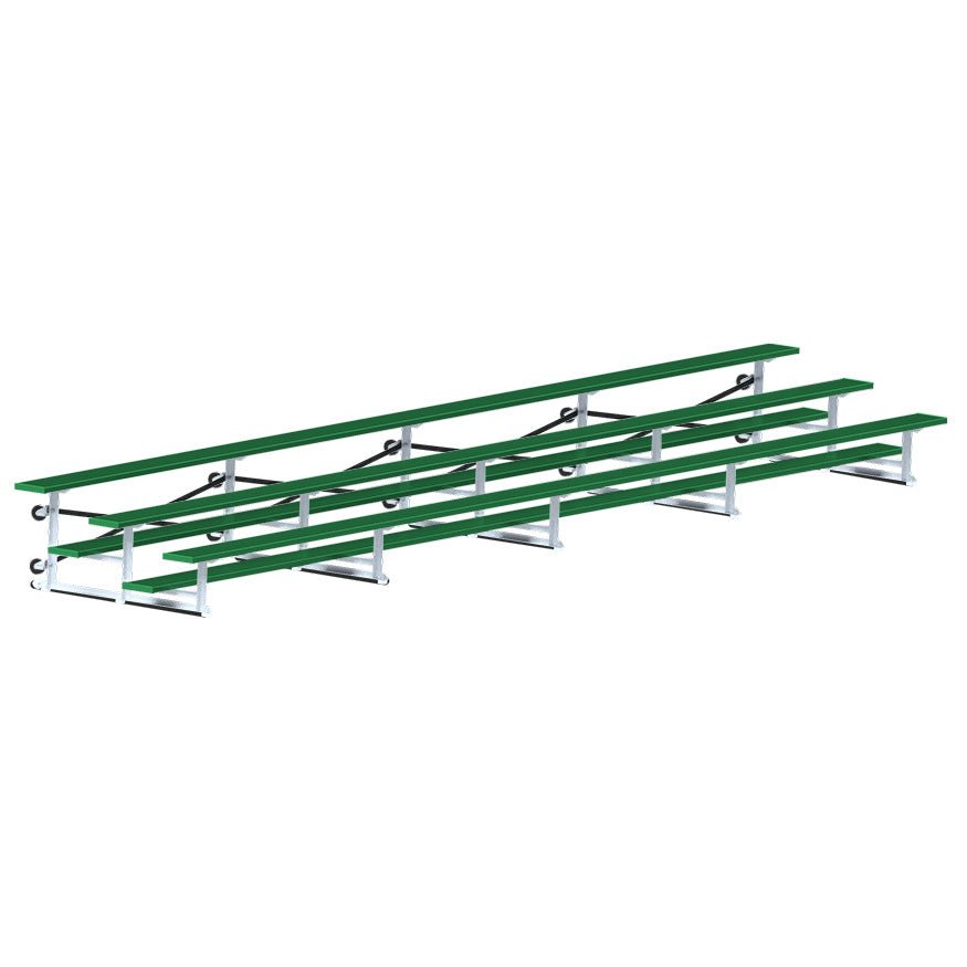 Jaypro Sports Bleacher - 3 Row - Tip & Roll, Single Foot Plank, Powder Coated - 27' L (BLCH - 327TRGPC) - SchoolOutlet
