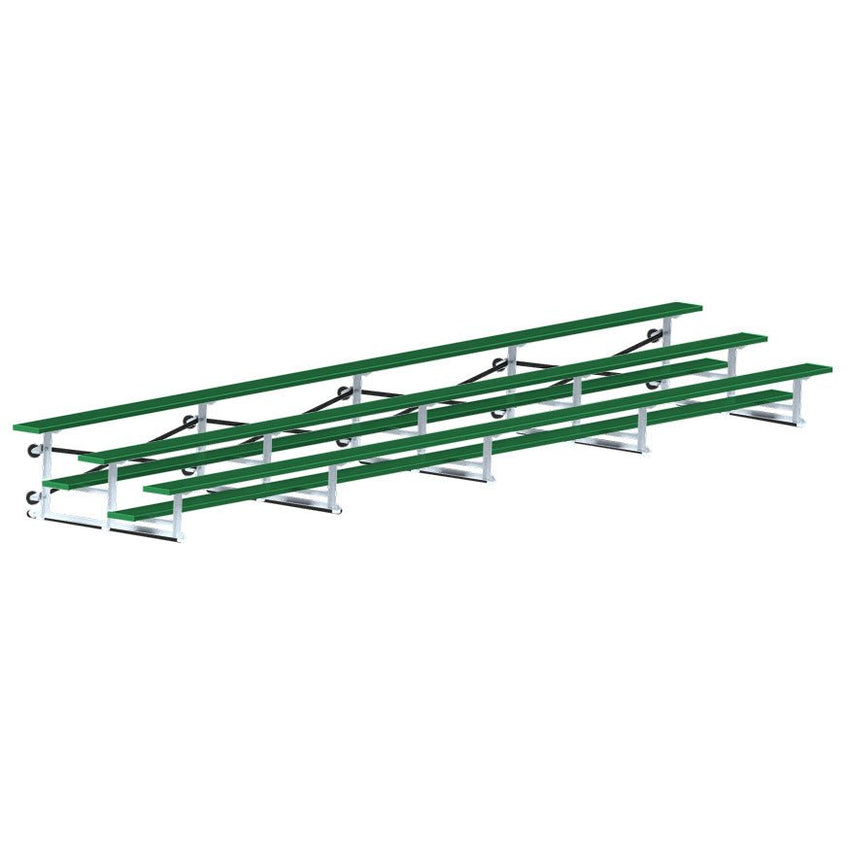 Jaypro Sports Bleacher - 3 Row - Tip & Roll, Single Foot Plank, Powder Coated - 27' L (BLCH - 327TRGPC) - SchoolOutlet