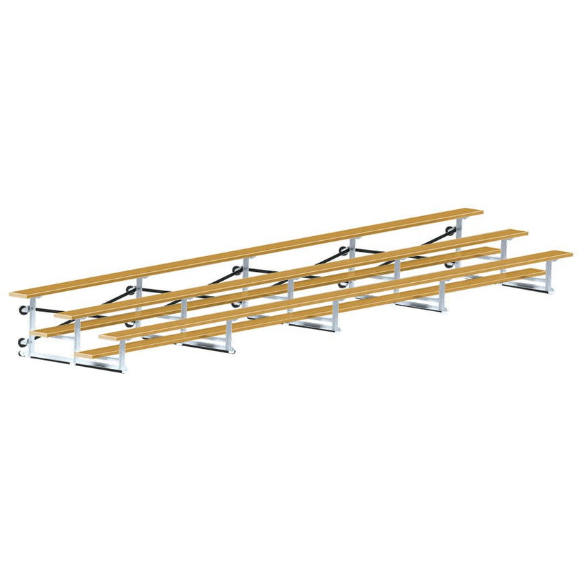 Jaypro Sports Bleacher - 3 Row - Tip & Roll, Single Foot Plank, Powder Coated - 27' L (BLCH - 327TRGPC) - SchoolOutlet