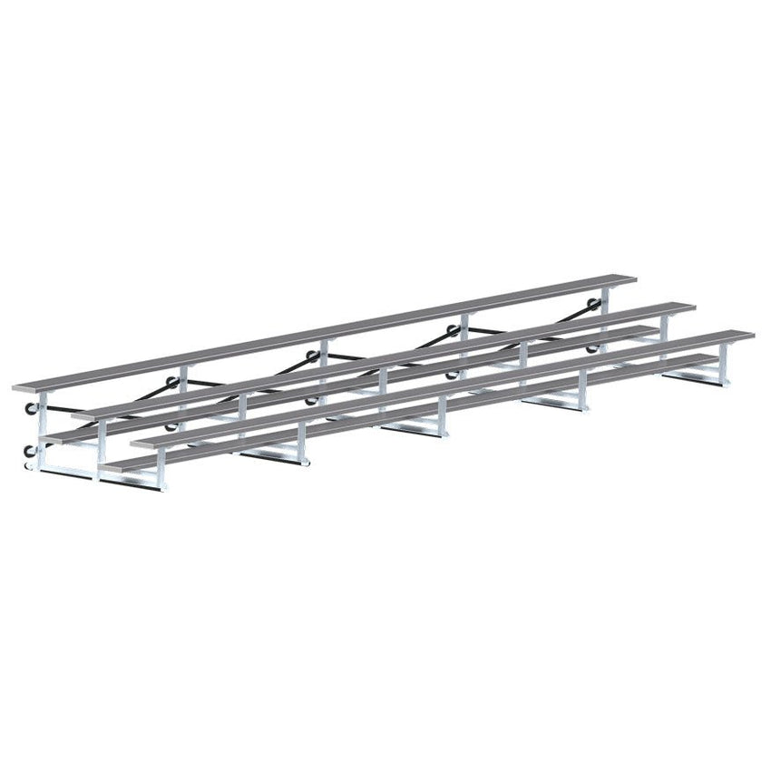 Jaypro Sports Bleacher - 3 Row - Tip & Roll, Single Foot Plank, Powder Coated - 27' L (BLCH - 327TRGPC) - SchoolOutlet