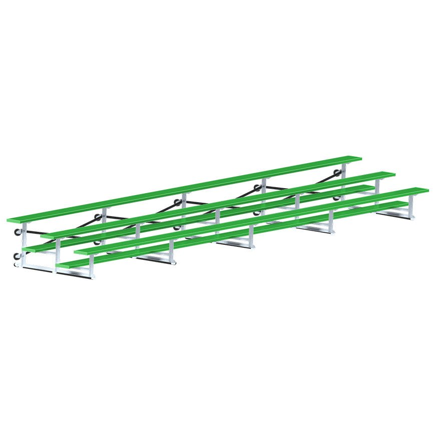 Jaypro Sports Bleacher - 3 Row - Tip & Roll, Single Foot Plank, Powder Coated - 27' L (BLCH - 327TRGPC) - SchoolOutlet