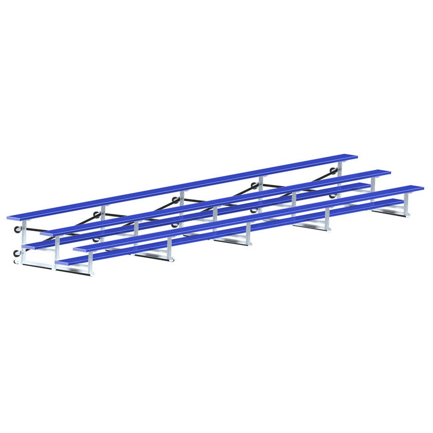 Jaypro Sports Bleacher - 3 Row - Tip & Roll, Single Foot Plank, Powder Coated - 27' L (BLCH - 327TRGPC) - SchoolOutlet