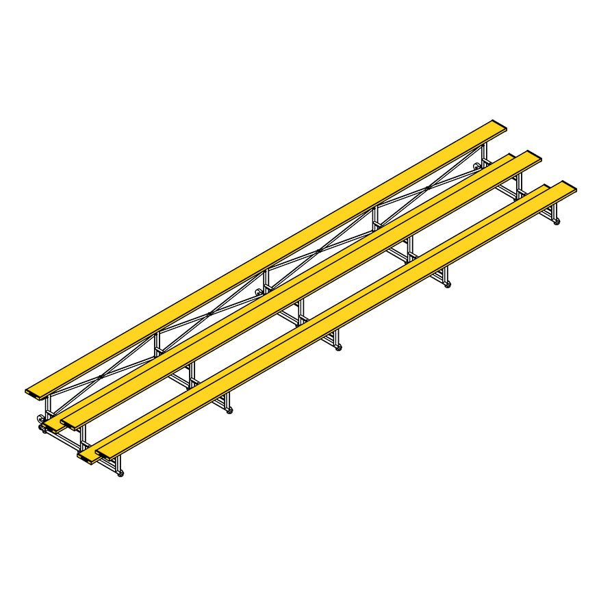 Jaypro Sports Bleacher - 3 Row - Tip & Roll, Single Foot Plank, Powder Coated - 27' L (BLCH - 327TRGPC) - SchoolOutlet