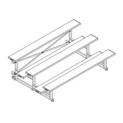 Jaypro Sports Bleacher - 3 Row - Tip & Roll, Single Foot Plank - 7.5' L (BLCH-375TRG)