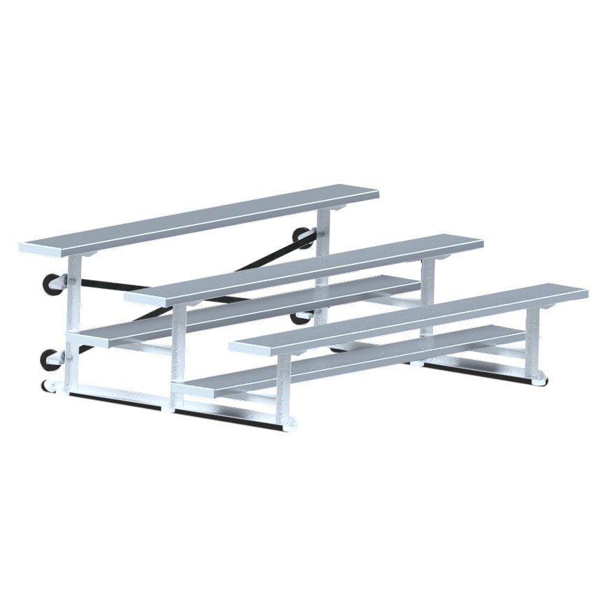 Jaypro Sports Bleacher - 3 Row - Tip & Roll, Single Foot Plank - 7.5' L (BLCH - 375TRG) - SchoolOutlet