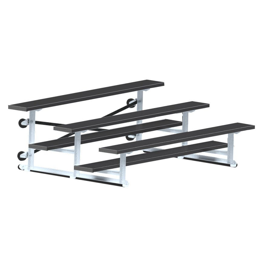 Jaypro Sports Bleacher - 3 Row - Tip & Roll, Single Foot Plank, Powder Coated - 7.5' L (BLCH - 375TRGPC) - SchoolOutlet