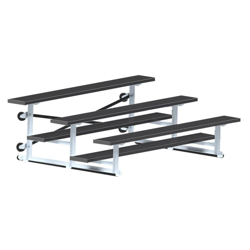 Jaypro Sports Bleacher - 3 Row - Tip & Roll, Single Foot Plank, Powder Coated - 7.5' L (BLCH - 375TRGPC) - SchoolOutlet