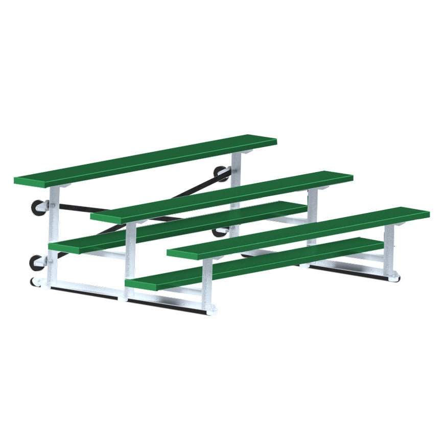 Jaypro Sports Bleacher - 3 Row - Tip & Roll, Single Foot Plank, Powder Coated - 7.5' L (BLCH - 375TRGPC) - SchoolOutlet