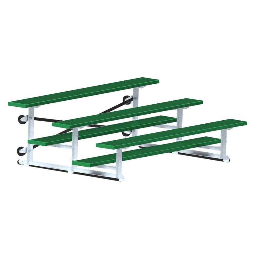 Jaypro Sports Bleacher - 3 Row - Tip & Roll, Single Foot Plank, Powder Coated - 7.5' L (BLCH - 375TRGPC) - SchoolOutlet