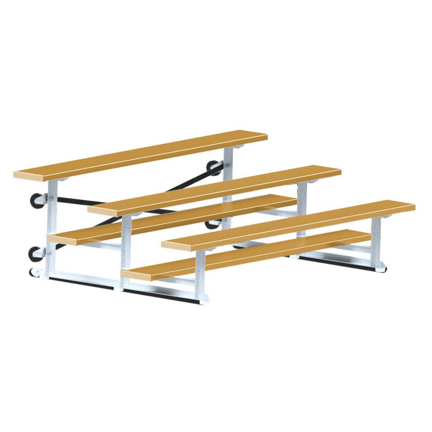 Jaypro Sports Bleacher - 3 Row - Tip & Roll, Single Foot Plank, Powder Coated - 7.5' L (BLCH - 375TRGPC) - SchoolOutlet