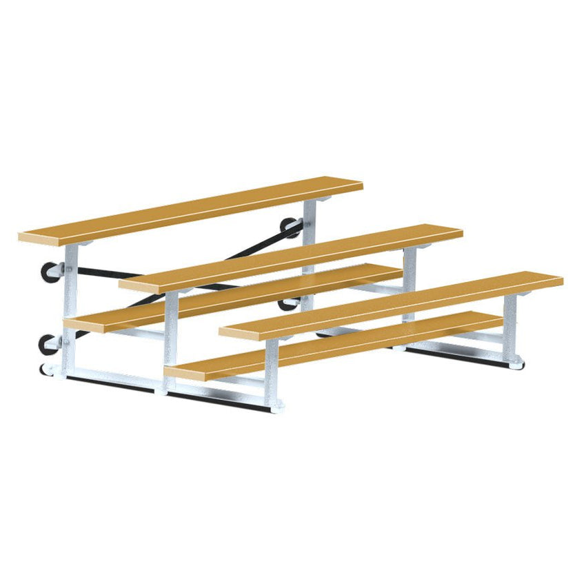 Jaypro Sports Bleacher - 3 Row - Tip & Roll, Single Foot Plank, Powder Coated - 7.5' L (BLCH - 375TRGPC) - SchoolOutlet