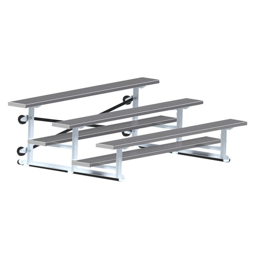Jaypro Sports Bleacher - 3 Row - Tip & Roll, Single Foot Plank, Powder Coated - 7.5' L (BLCH - 375TRGPC) - SchoolOutlet