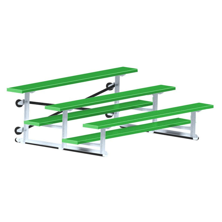 Jaypro Sports Bleacher - 3 Row - Tip & Roll, Single Foot Plank, Powder Coated - 7.5' L (BLCH - 375TRGPC) - SchoolOutlet