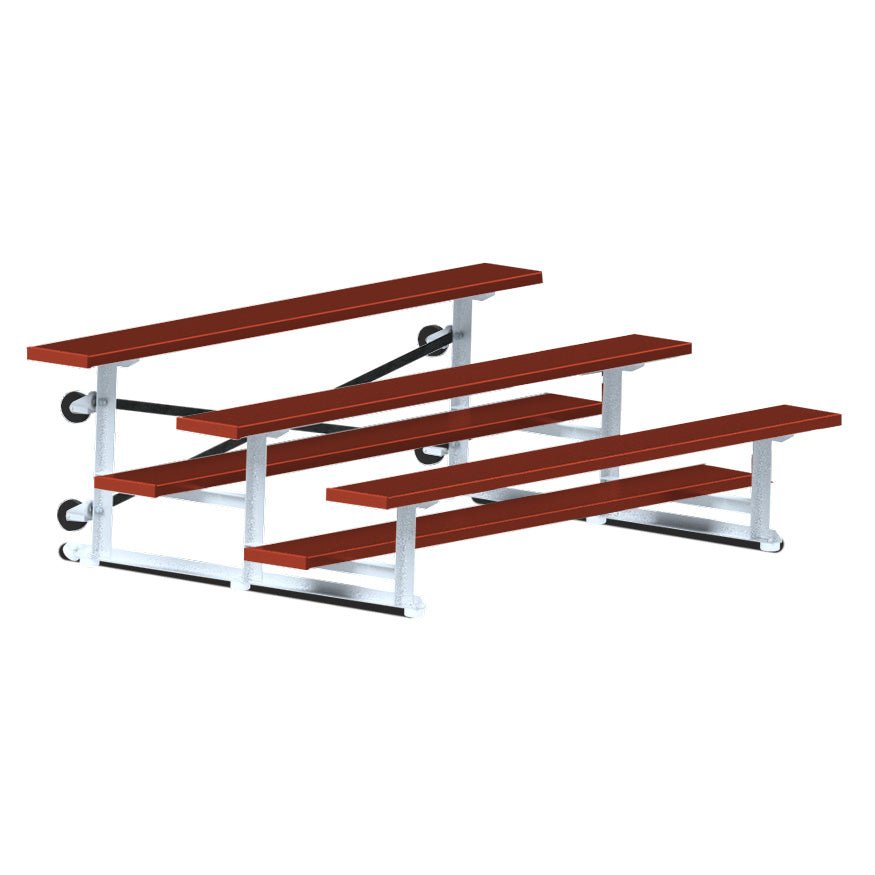 Jaypro Sports Bleacher - 3 Row - Tip & Roll, Single Foot Plank, Powder Coated - 7.5' L (BLCH - 375TRGPC) - SchoolOutlet