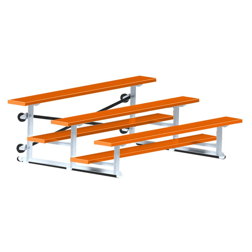 Jaypro Sports Bleacher - 3 Row - Tip & Roll, Single Foot Plank, Powder Coated - 7.5' L (BLCH - 375TRGPC) - SchoolOutlet