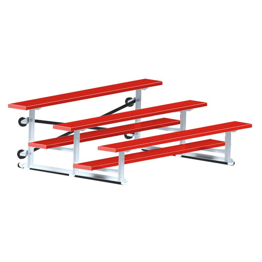 Jaypro Sports Bleacher - 3 Row - Tip & Roll, Single Foot Plank, Powder Coated - 7.5' L (BLCH - 375TRGPC) - SchoolOutlet