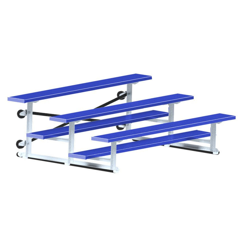 Jaypro Sports Bleacher - 3 Row - Tip & Roll, Single Foot Plank, Powder Coated - 7.5' L (BLCH - 375TRGPC) - SchoolOutlet