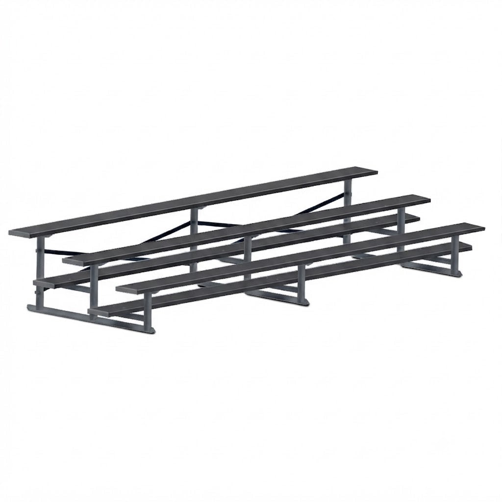 Jaypro Sports Bleacher - 3 Row - Single Foot Plank, All Aluminum Bleachers, Powder Coated - 15' L (BLCH-3ALPC) - SchoolOutlet