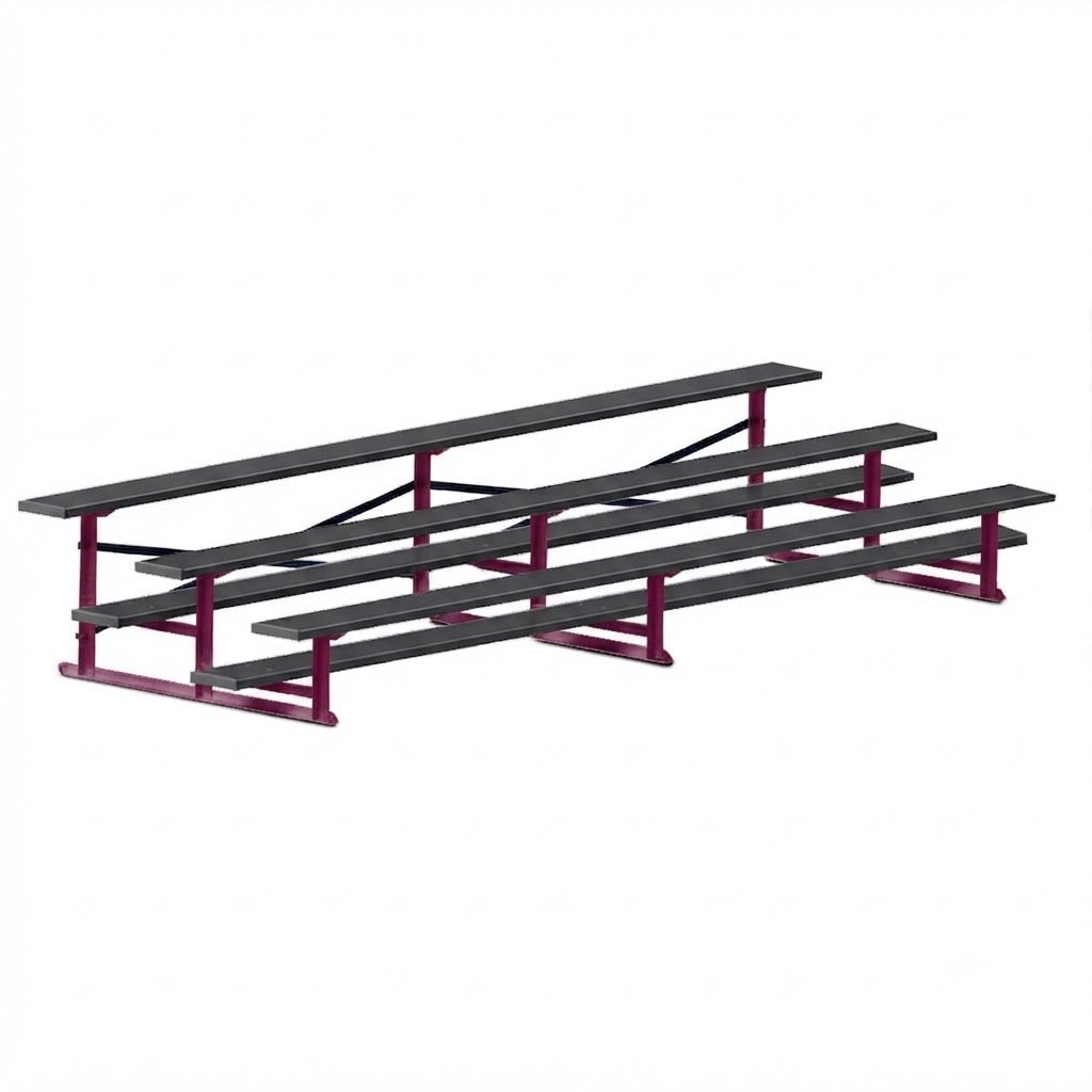 Jaypro Sports Bleacher - 3 Row - Single Foot Plank, All Aluminum Bleachers, Powder Coated - 15' L (BLCH-3ALPC) - SchoolOutlet