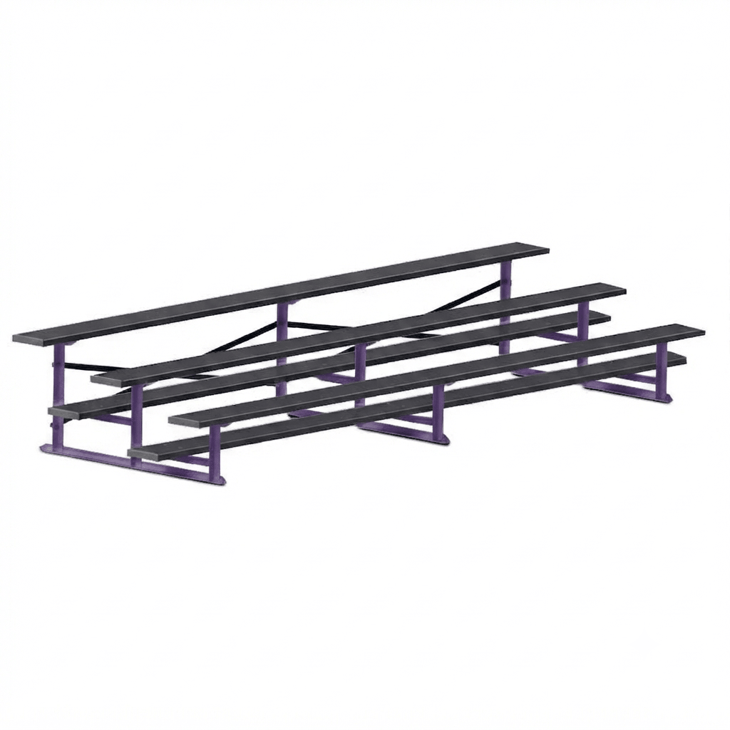 Jaypro Sports Bleacher - 3 Row - Single Foot Plank, All Aluminum Bleachers, Powder Coated - 15' L (BLCH-3ALPC) - SchoolOutlet