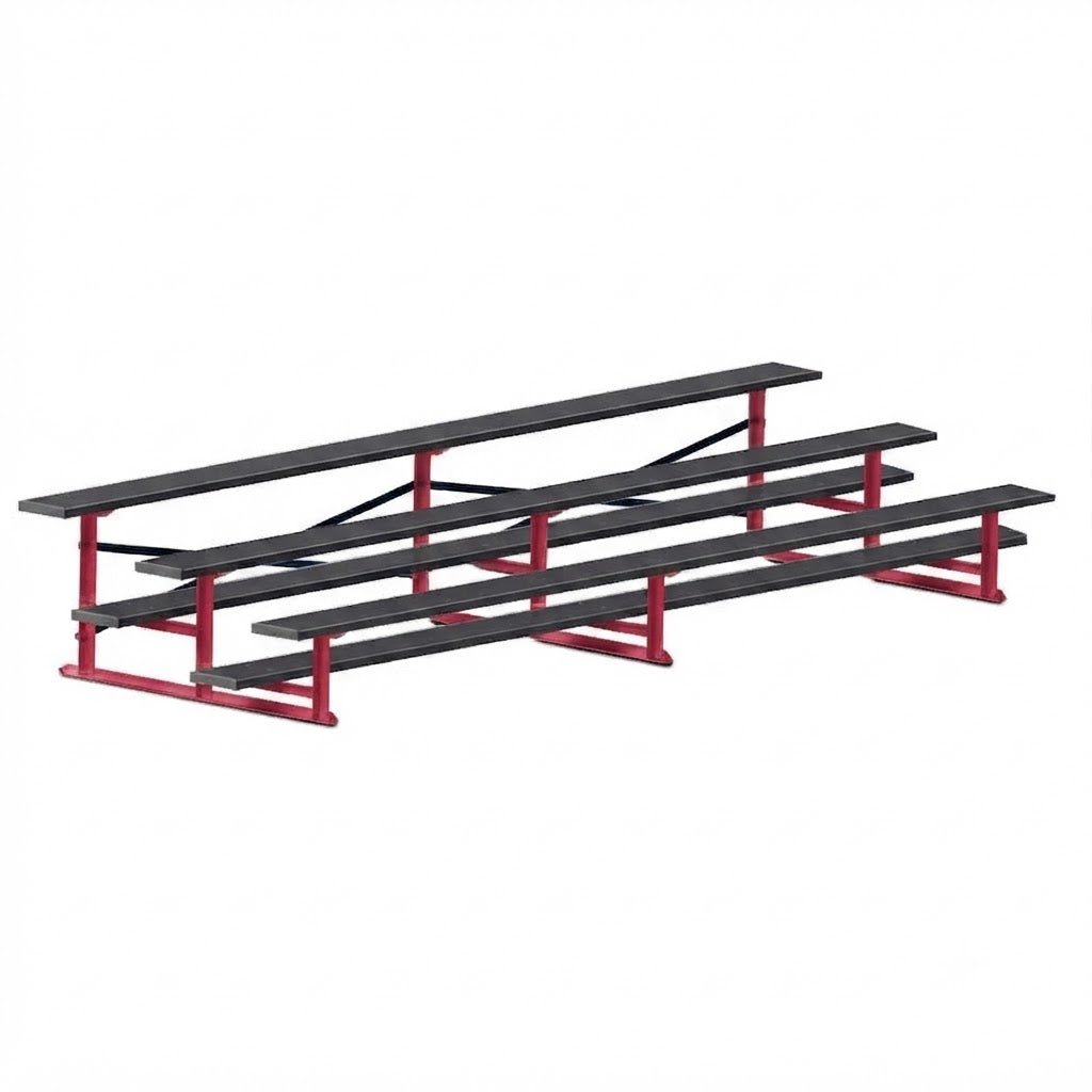 Jaypro Sports Bleacher - 3 Row - Single Foot Plank, All Aluminum Bleachers, Powder Coated - 15' L (BLCH-3ALPC) - SchoolOutlet