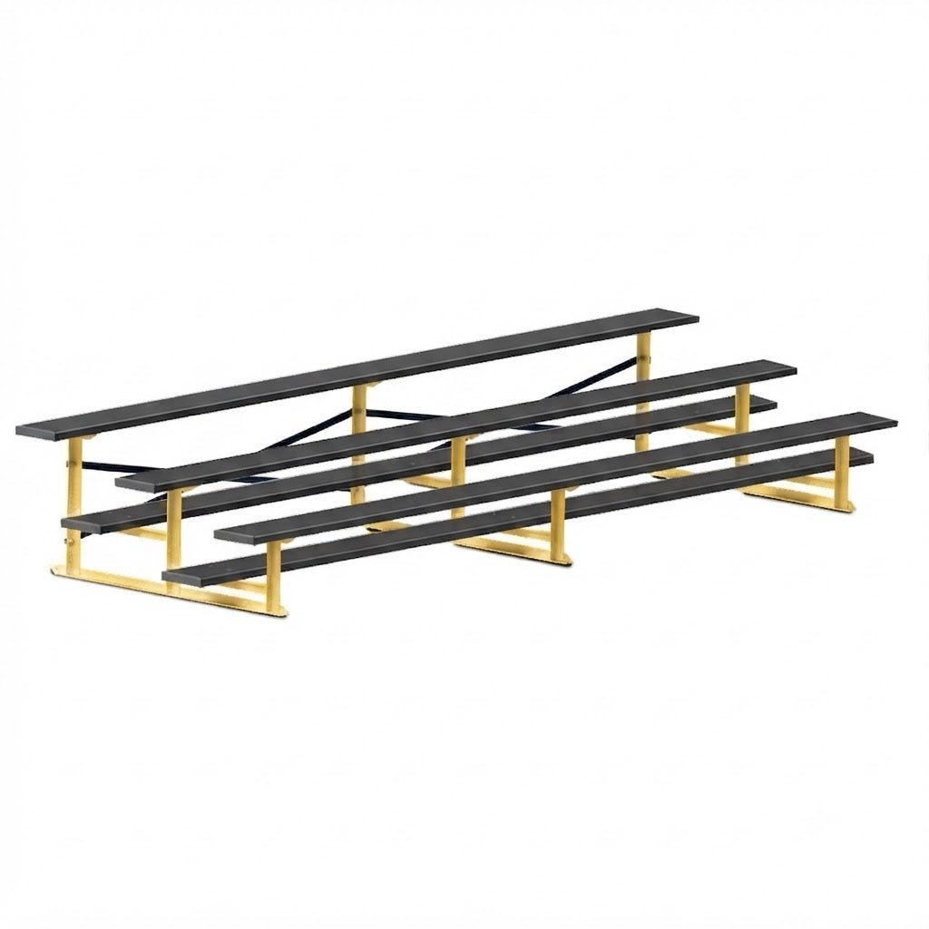 Jaypro Sports Bleacher - 3 Row - Single Foot Plank, All Aluminum Bleachers, Powder Coated - 15' L (BLCH-3ALPC) - SchoolOutlet