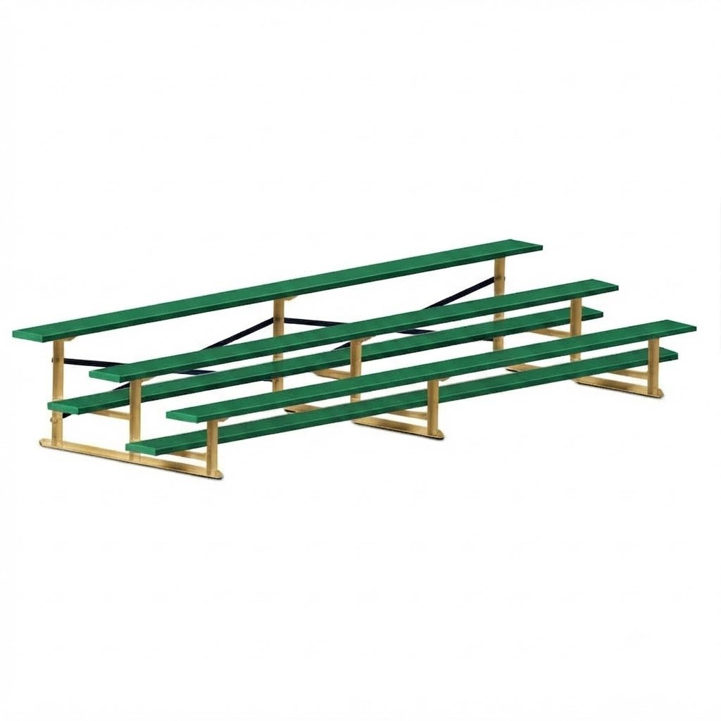 Jaypro Sports Bleacher - 3 Row - Single Foot Plank, All Aluminum Bleachers, Powder Coated - 15' L (BLCH-3ALPC) - SchoolOutlet