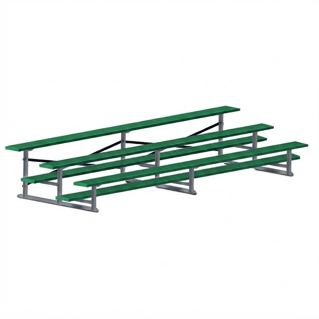 Jaypro Sports Bleacher - 3 Row - Single Foot Plank, All Aluminum Bleachers, Powder Coated - 15' L (BLCH-3ALPC) - SchoolOutlet