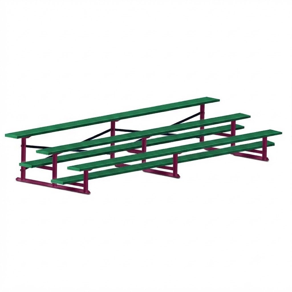 Jaypro Sports Bleacher - 3 Row - Single Foot Plank, All Aluminum Bleachers, Powder Coated - 15' L (BLCH-3ALPC) - SchoolOutlet