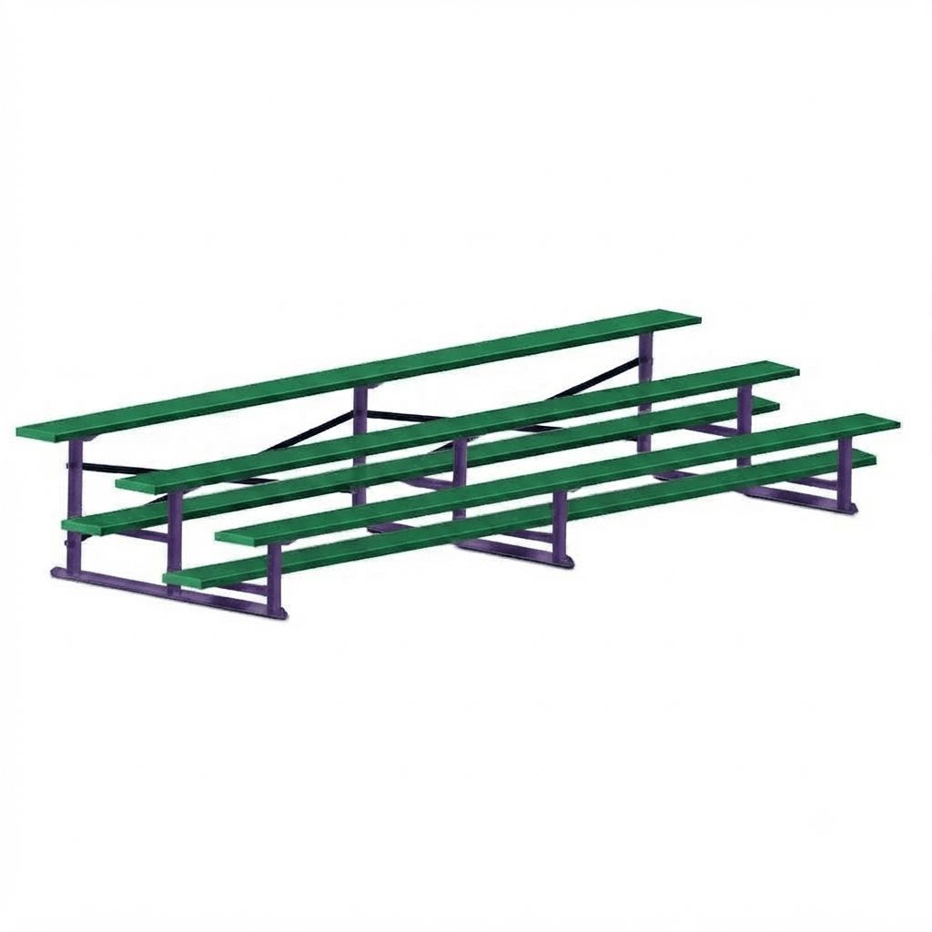 Jaypro Sports Bleacher - 3 Row - Single Foot Plank, All Aluminum Bleachers, Powder Coated - 15' L (BLCH-3ALPC) - SchoolOutlet