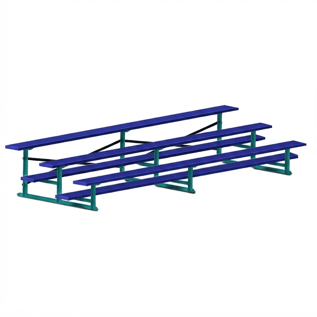 Jaypro Sports Bleacher - 3 Row - Single Foot Plank, All Aluminum Bleachers, Powder Coated - 15' L (BLCH-3ALPC) - SchoolOutlet