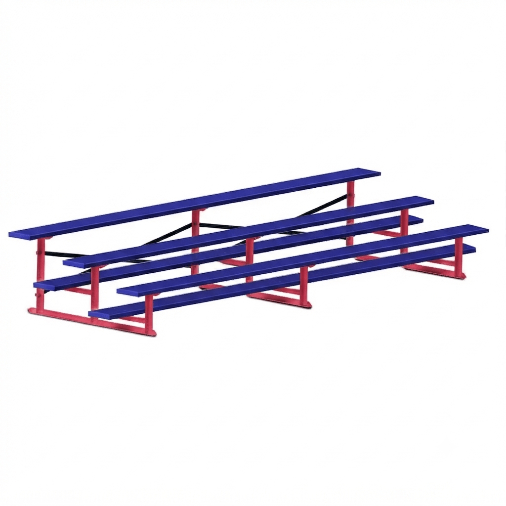 Jaypro Sports Bleacher - 3 Row - Single Foot Plank, All Aluminum Bleachers, Powder Coated - 15' L (BLCH-3ALPC) - SchoolOutlet
