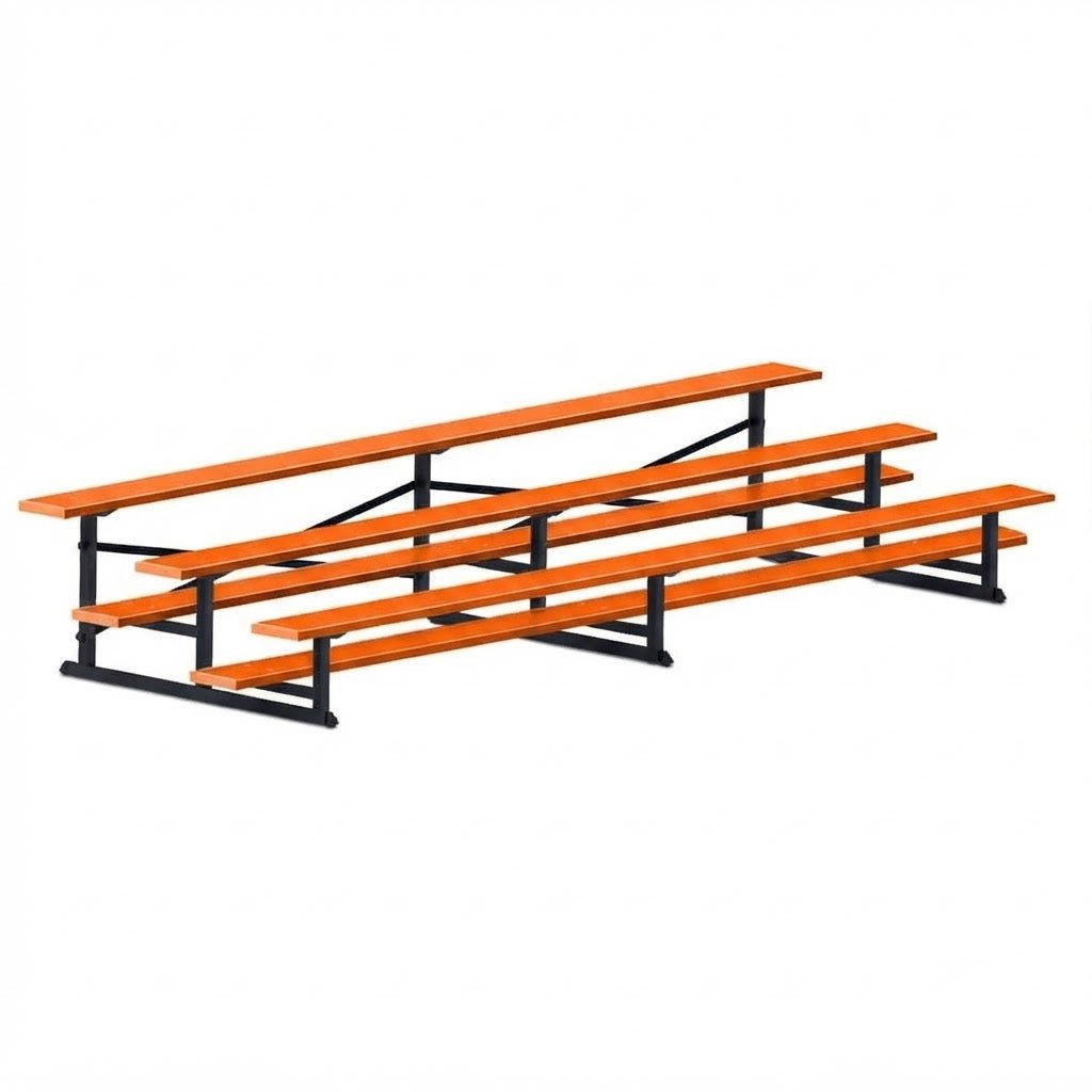 Jaypro Sports Bleacher - 3 Row - Single Foot Plank, All Aluminum Bleachers, Powder Coated - 15' L (BLCH-3ALPC) - SchoolOutlet